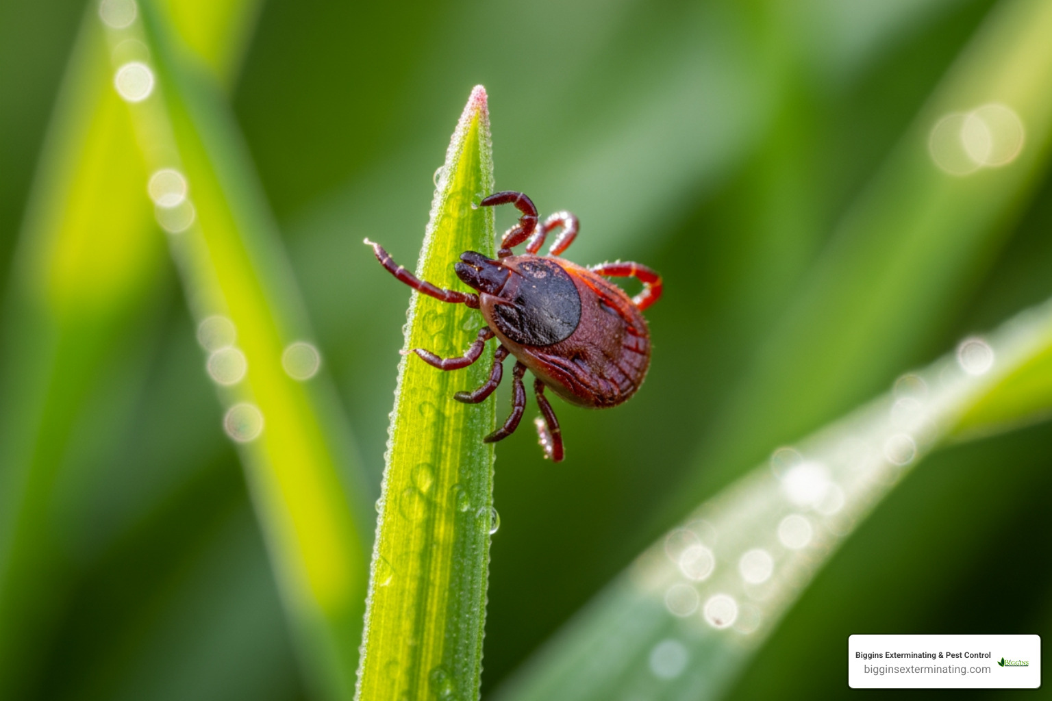 A tick on a blade of grass - Pest Control Woburn MA