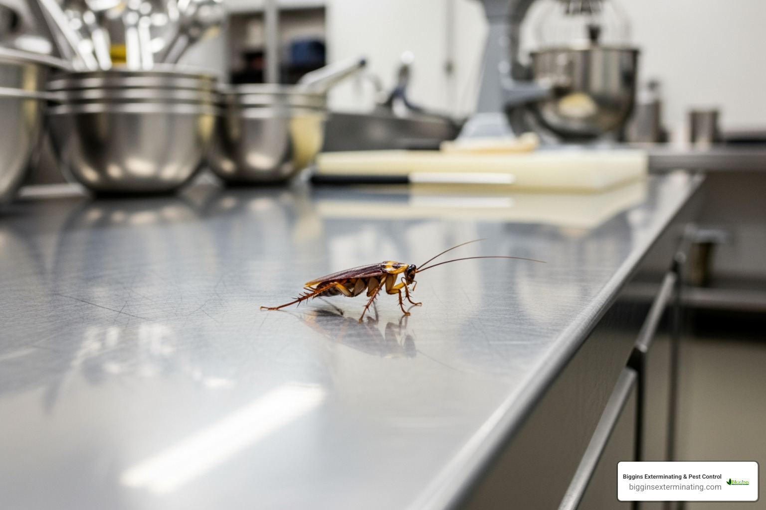 cockroach in a commercial kitchen setting - commercial pest control lexington ma