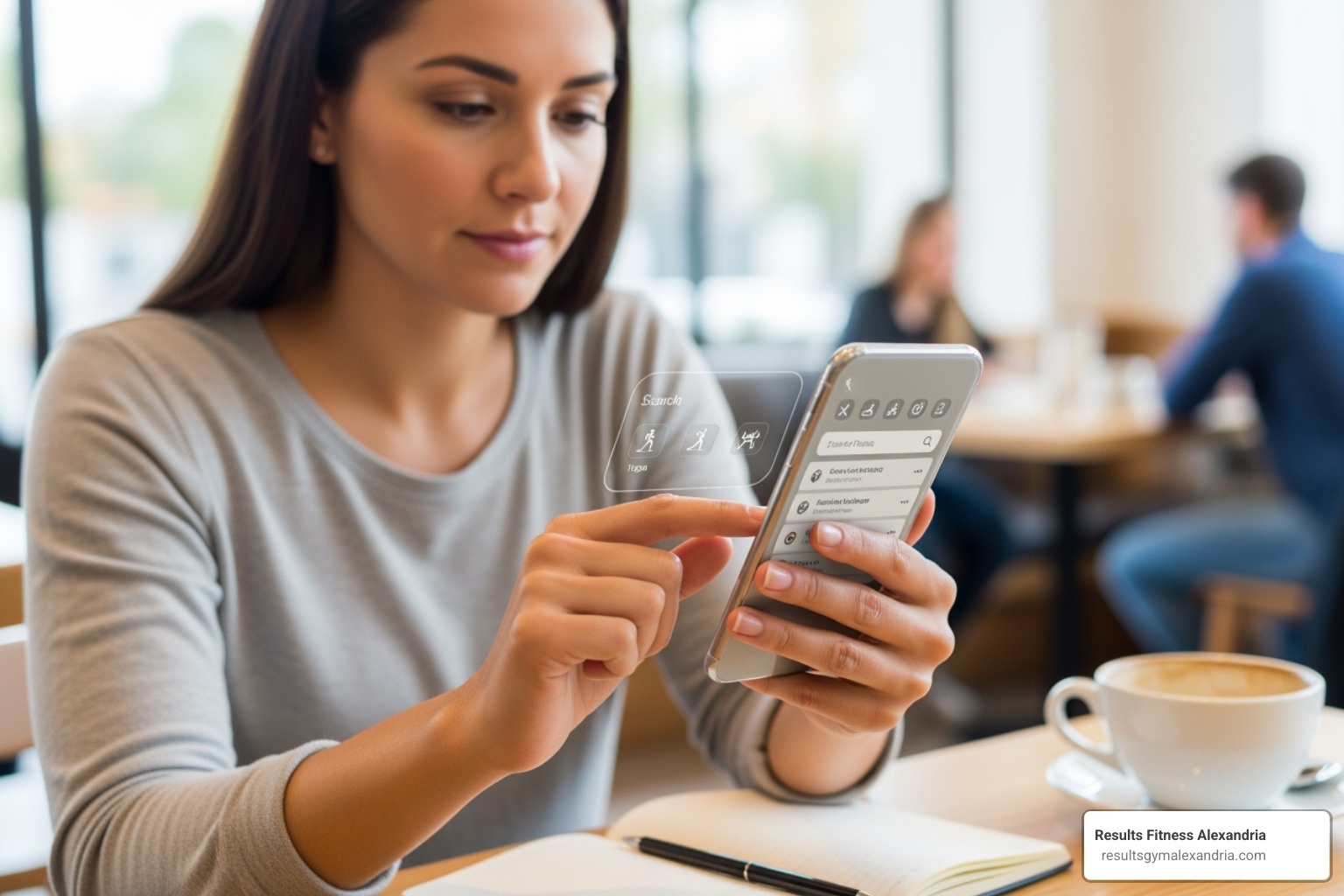 person searching for classes on phone - hip hop cardio classes near me