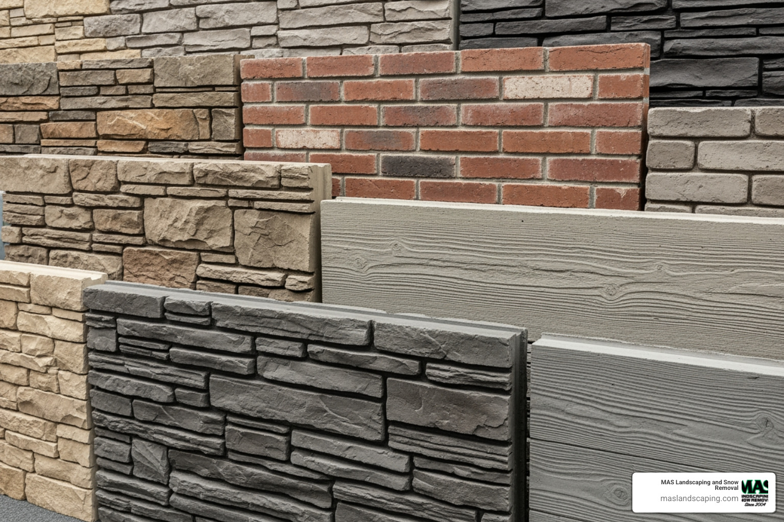 variety of precast panel textures, such as stone, brick, and wood finishes - precast concrete retaining wall panels