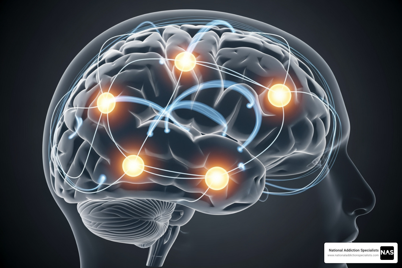 Brain diagram showing opioid receptor activity stabilizing with Suboxone - what is in suboxone