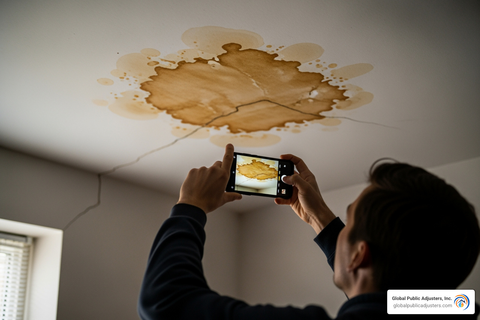 a person taking photos of property damage with a smartphone - orlando insurance claims