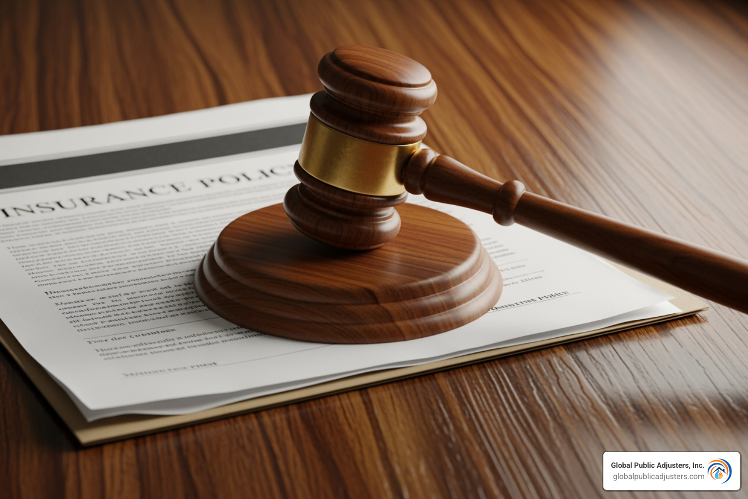 a gavel and an insurance policy document - orlando insurance claims