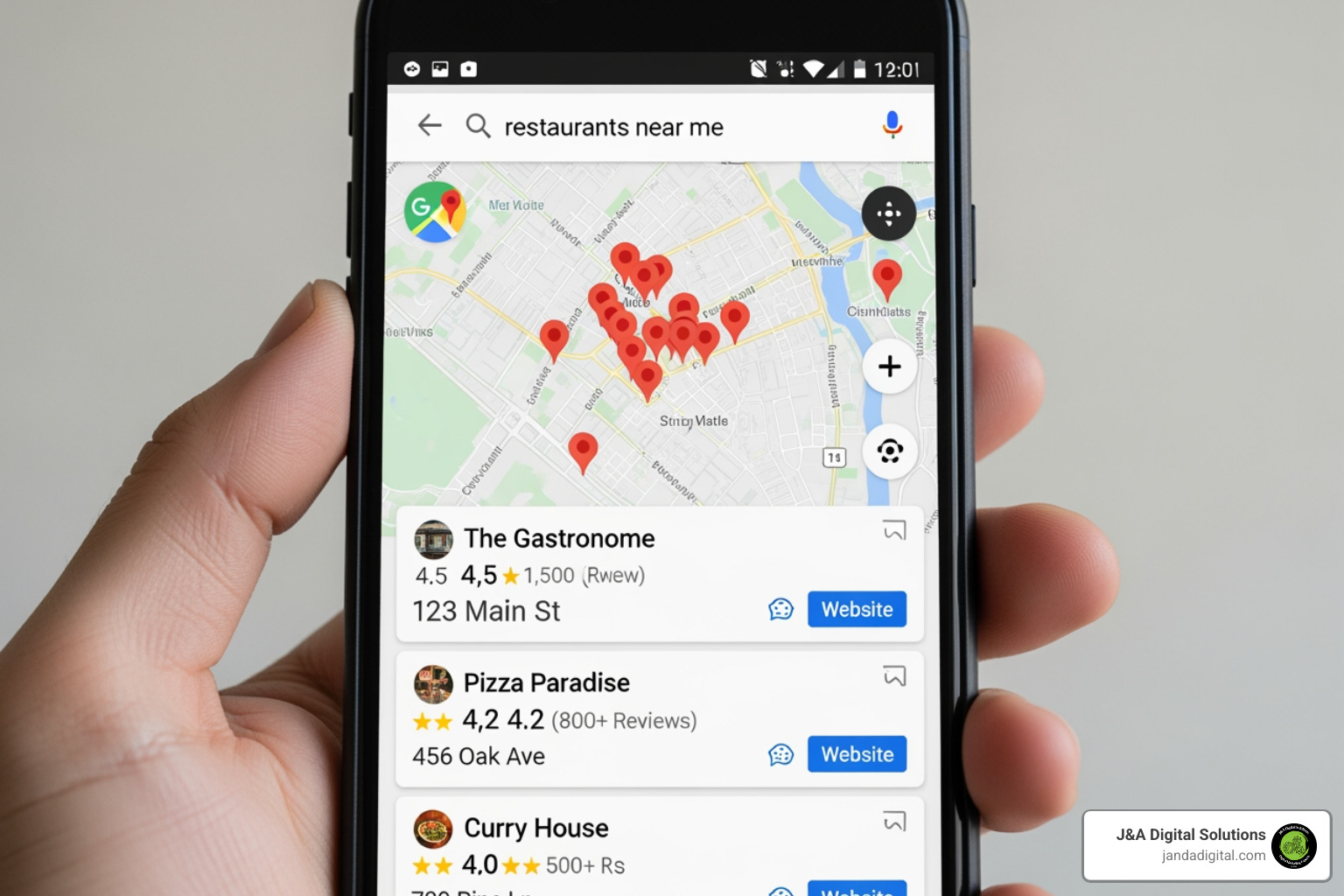smartphone displaying Google Maps local pack - local marketing strategy