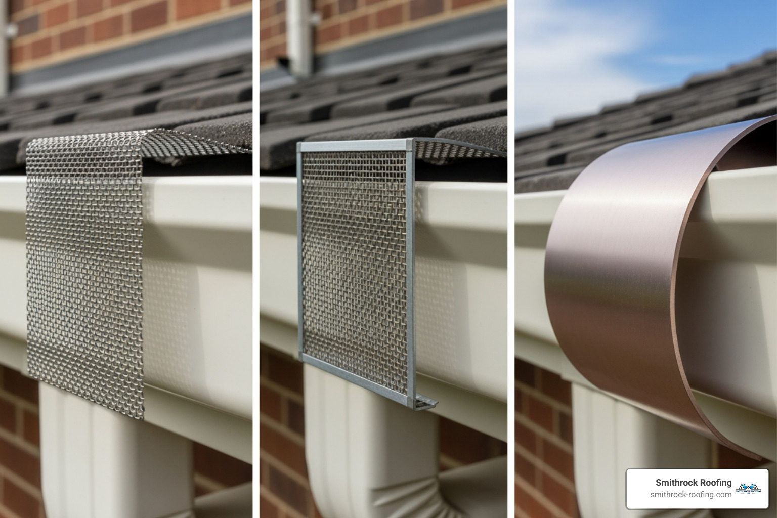 side-by-side comparison of different gutter guard types including micro-mesh, screen, and reverse curve - High Point gutter guard