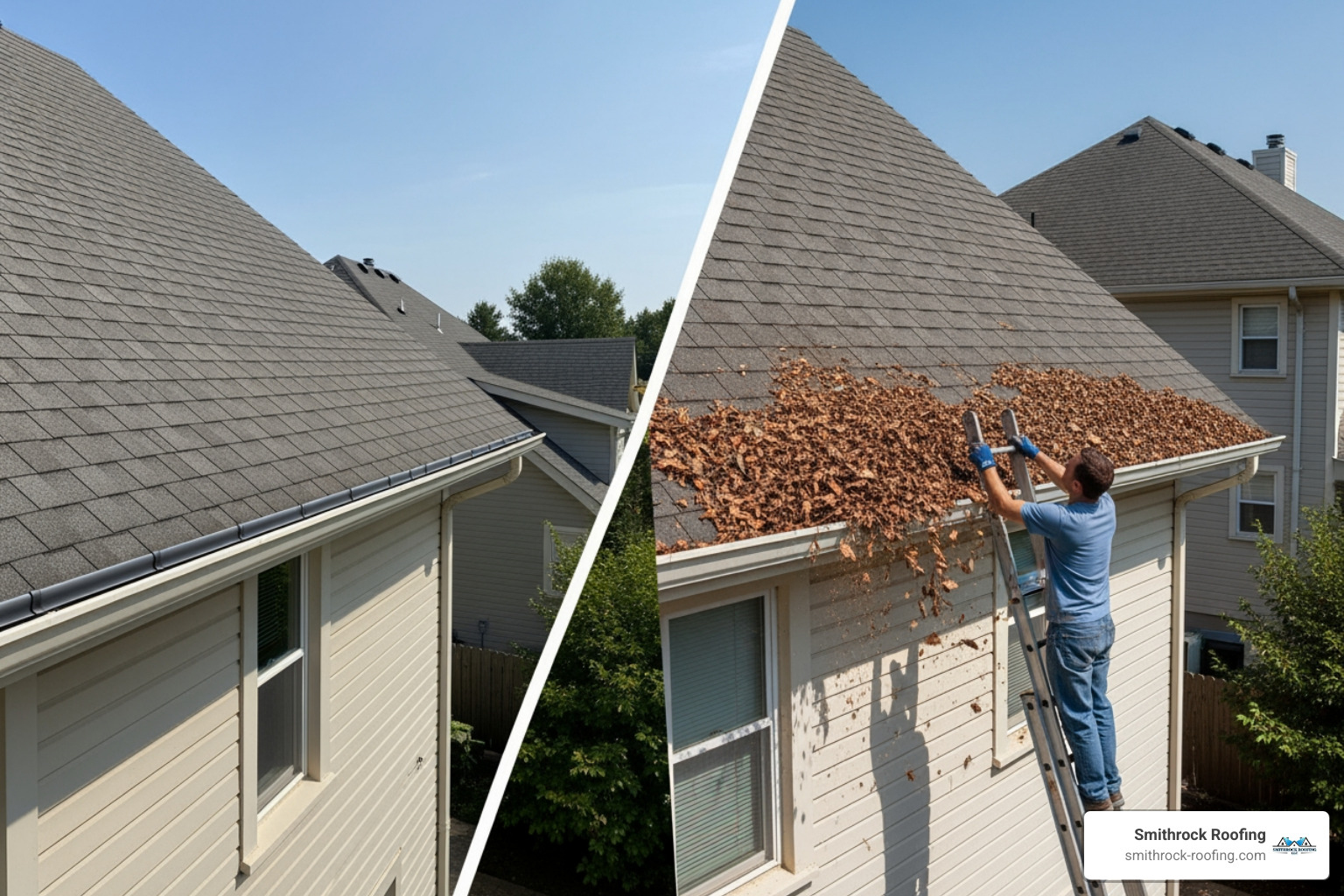 Table comparing the long-term effort, safety risks, and effectiveness of gutter guards versus bi-annual professional gutter cleaning - High Point gutter guard