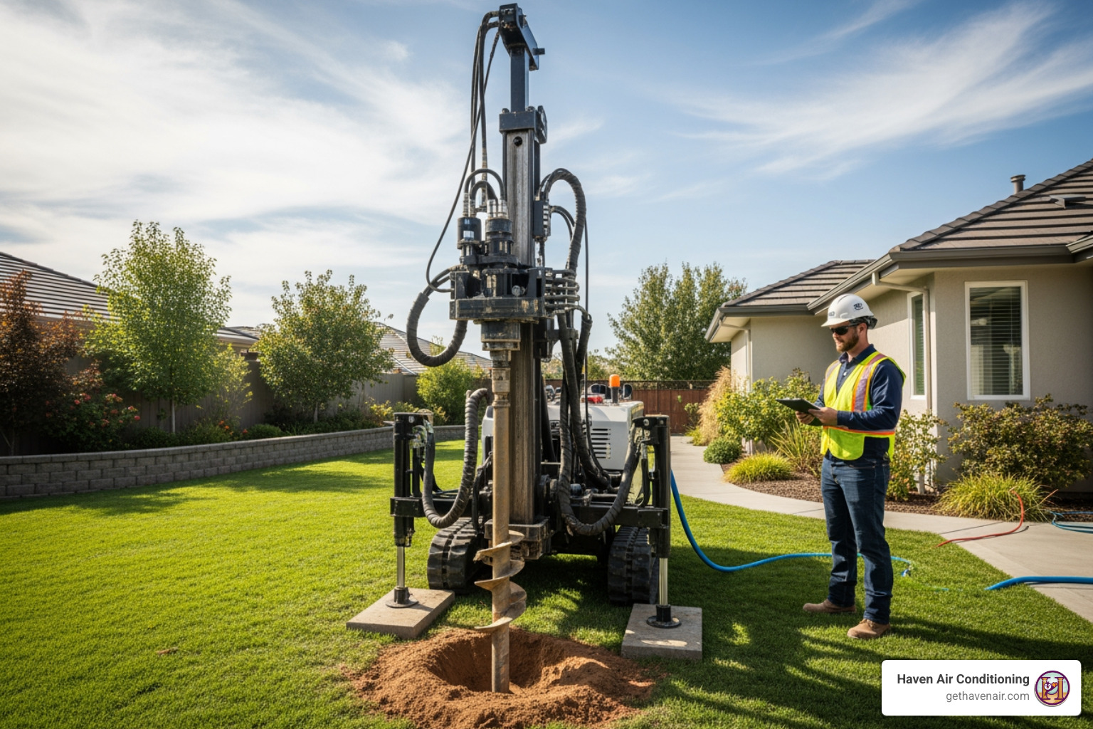 drilling equipment for a vertical loop installation - geothermal heating and cooling installation drilling equipment for a vertical loop installation - geothermal heating and cooling installation