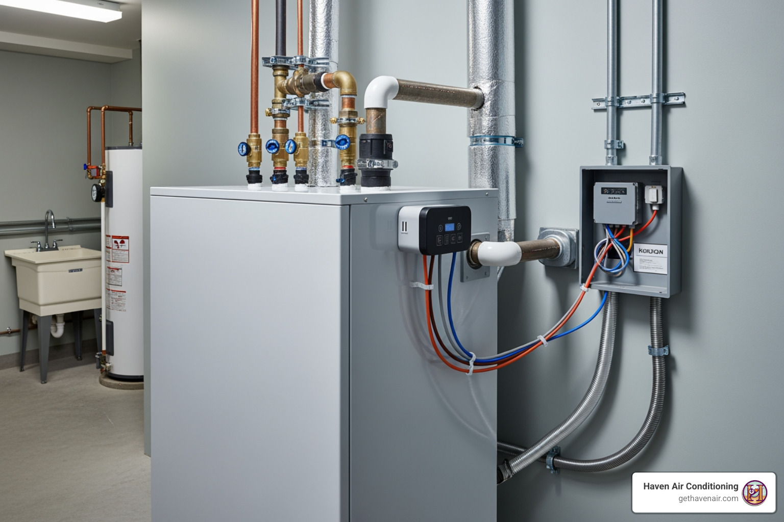 a clean indoor geothermal heat pump unit installation - geothermal heating and cooling installation a clean indoor geothermal heat pump unit installation - geothermal heating and cooling installation