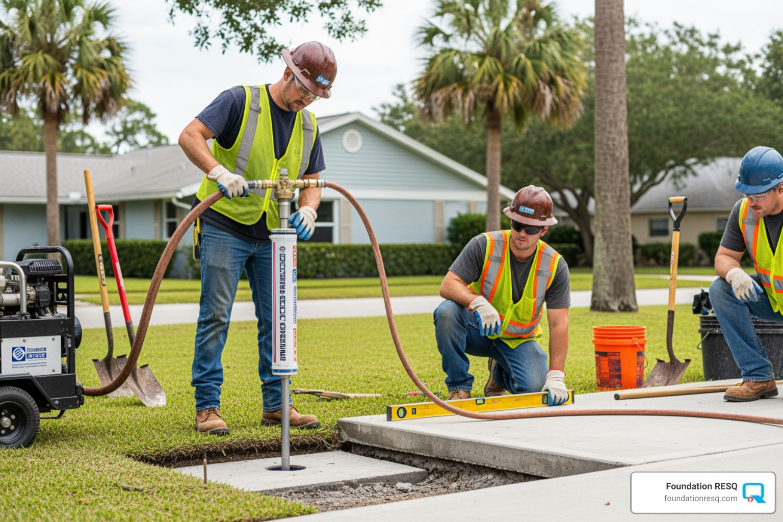 a professional concrete lifting crew at work in Jacksonville - concrete lifting jacksonville