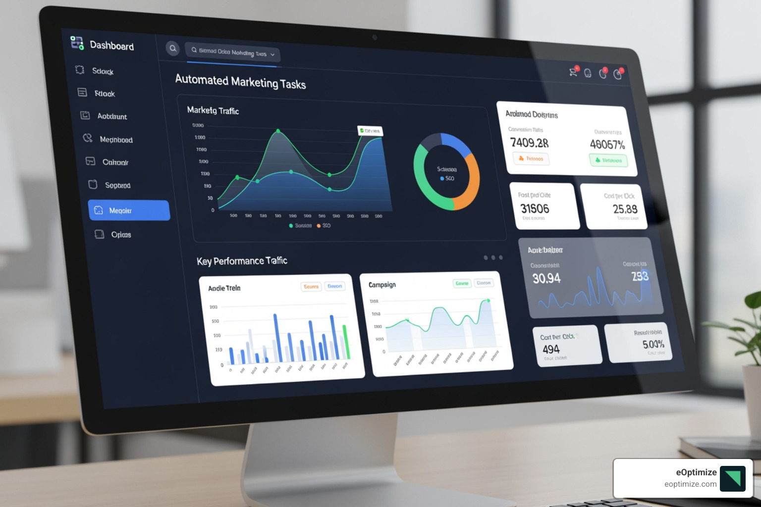 Dashboard showing automated marketing tasks - AI-powered local marketing
