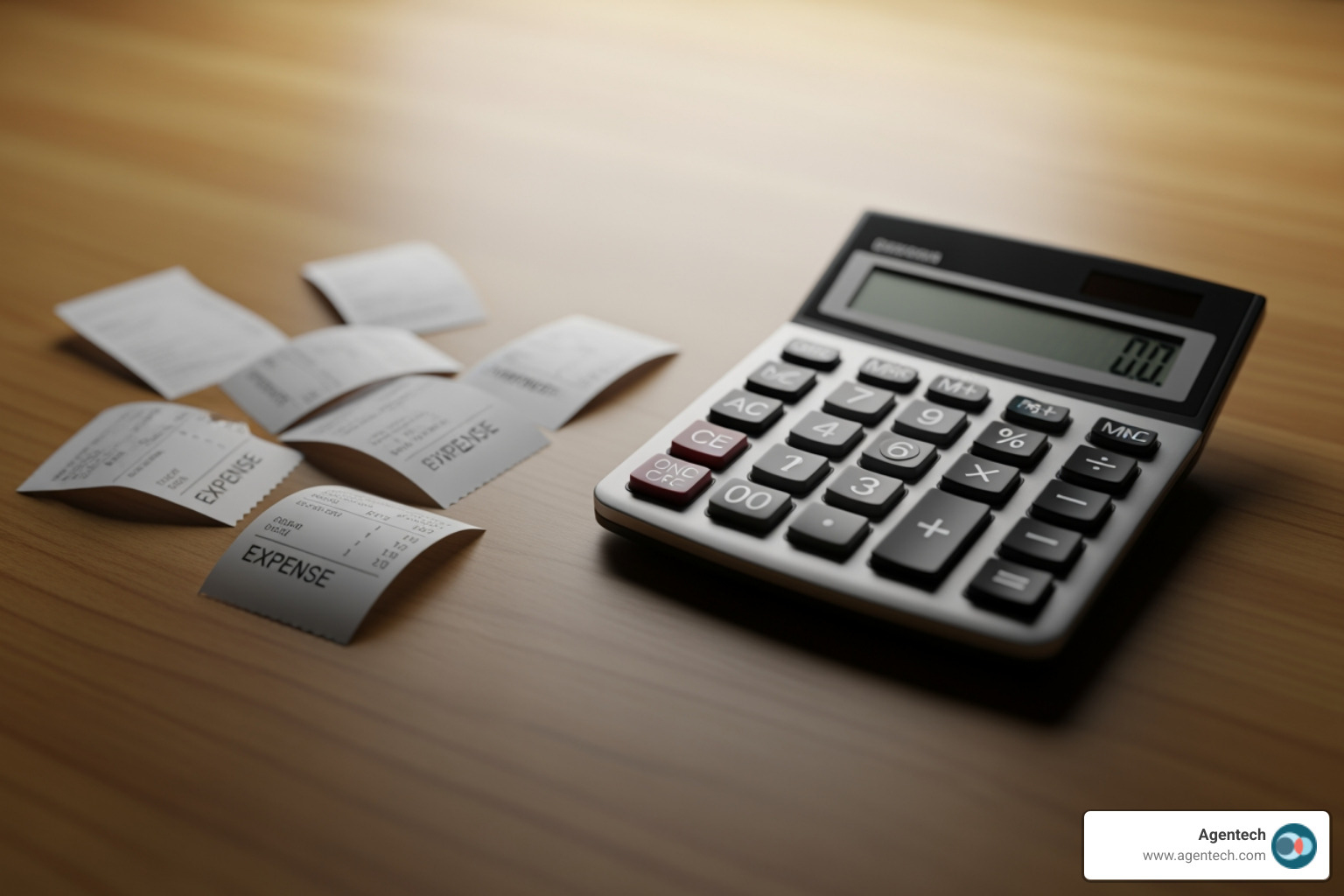 calculator with expense receipts - reduce administrative burden