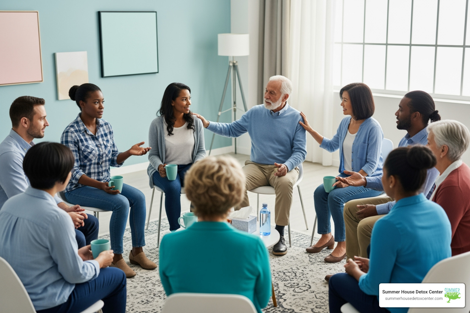 Diverse group of people in a support meeting - Florida substance treatment Diverse group of people in a support meeting - Florida substance treatment