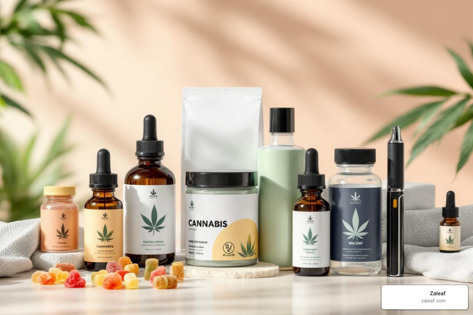 different cannabis product types like gummies, vapes, and tinctures - marijuana for anxiety