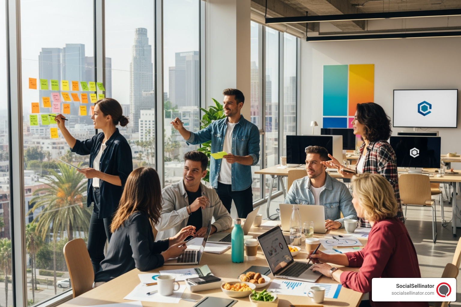 A creative digital marketing team in Los Angeles brainstorming innovative strategies. - digital agency los angeles ca