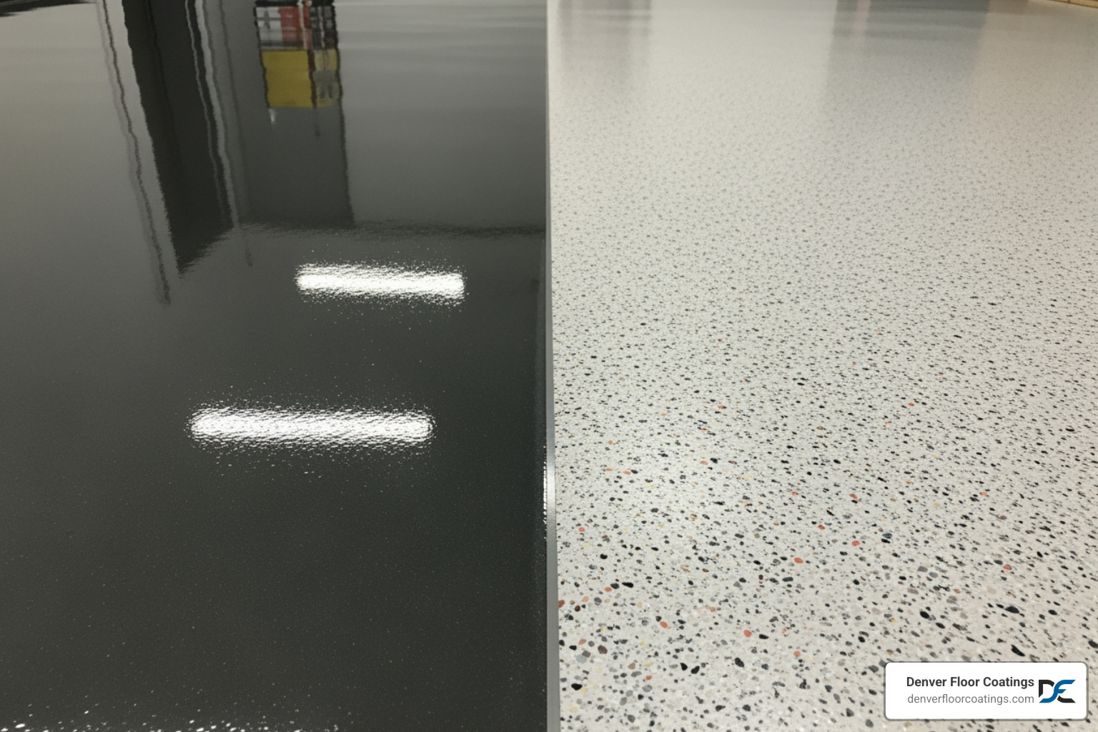 glossy epoxy floor vs textured polyaspartic flake floor - best garage coating glossy epoxy floor vs textured polyaspartic flake floor - best garage coating