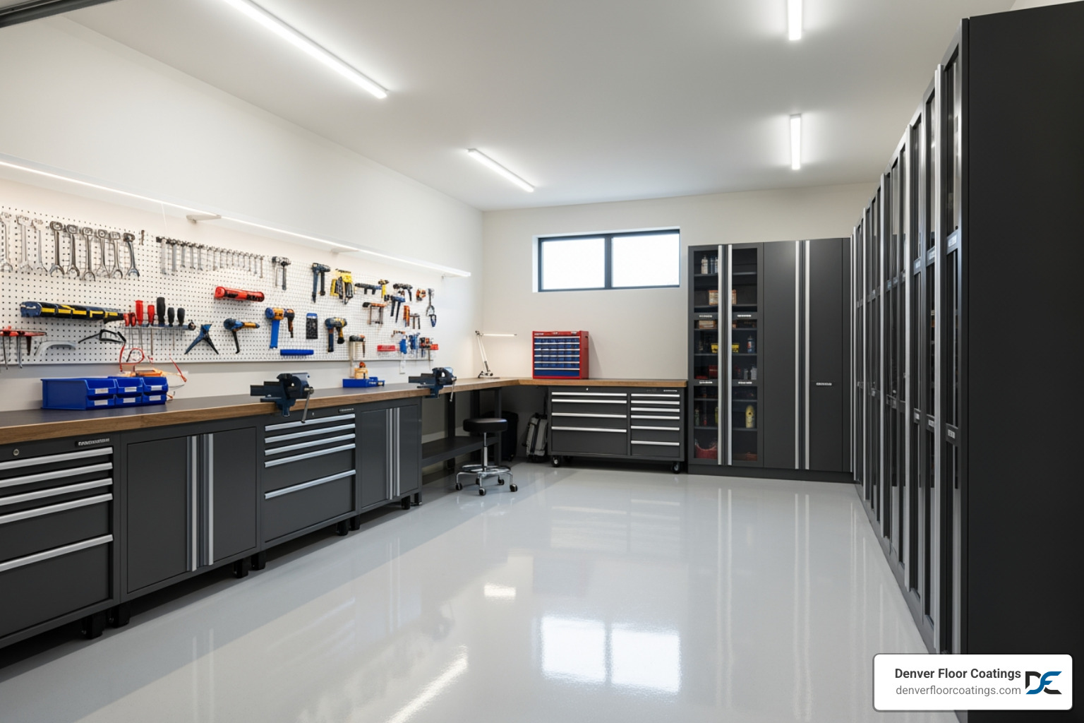 garage transformed into clean, organized workshop with coated floor - best garage coating garage transformed into clean, organized workshop with coated floor - best garage coating