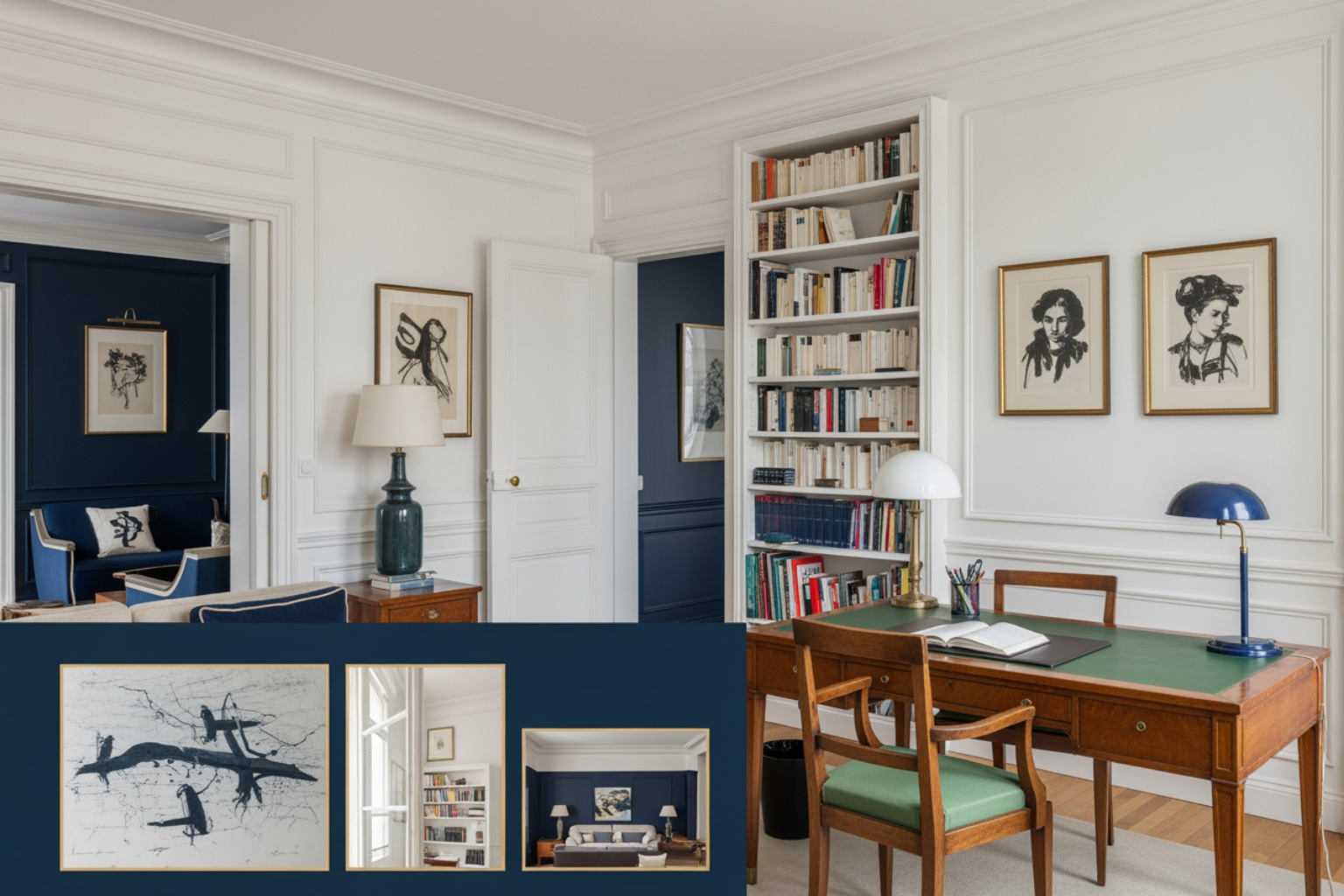 Stylish Parisian apartment interior with a writing desk - Sabbatical rentals Paris