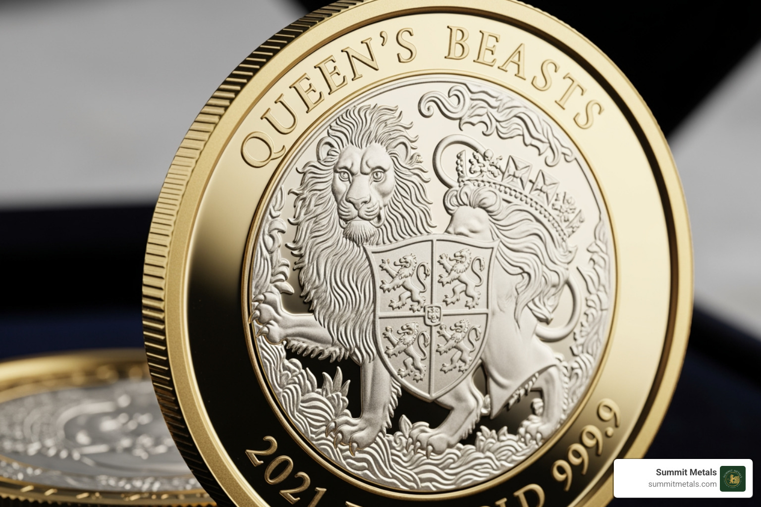 collage of the reverse designs of several different Queen's Beasts coins - queens beasts gold coin