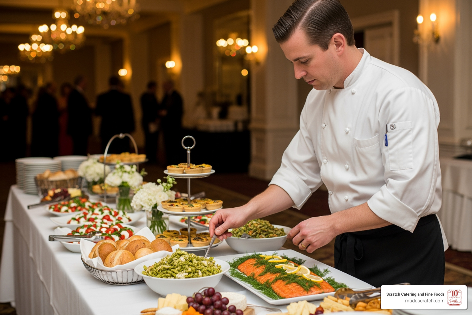 professional caterer setting up a buffet - catering menu grapevine tx