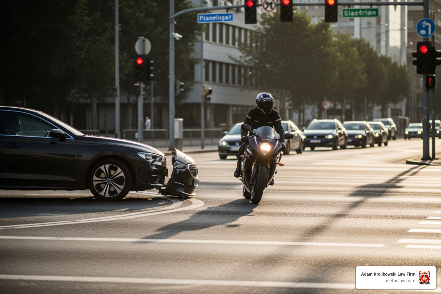 car making a left turn in front of a motorcycle - Motorcycle accident legal representation car making a left turn in front of a motorcycle - Motorcycle accident legal representation