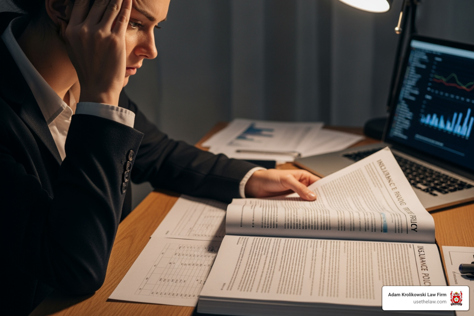 frustrated person reviewing insurance policy - Motorcycle accident legal representation frustrated person reviewing insurance policy - Motorcycle accident legal representation