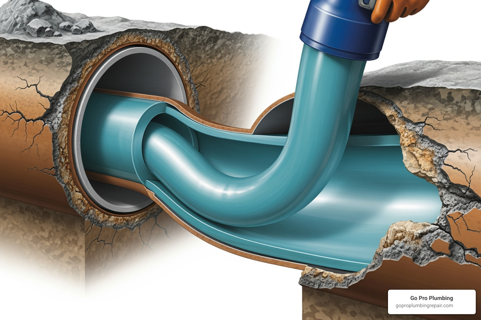 illustration of epoxy pipe lining - slab leak repair options