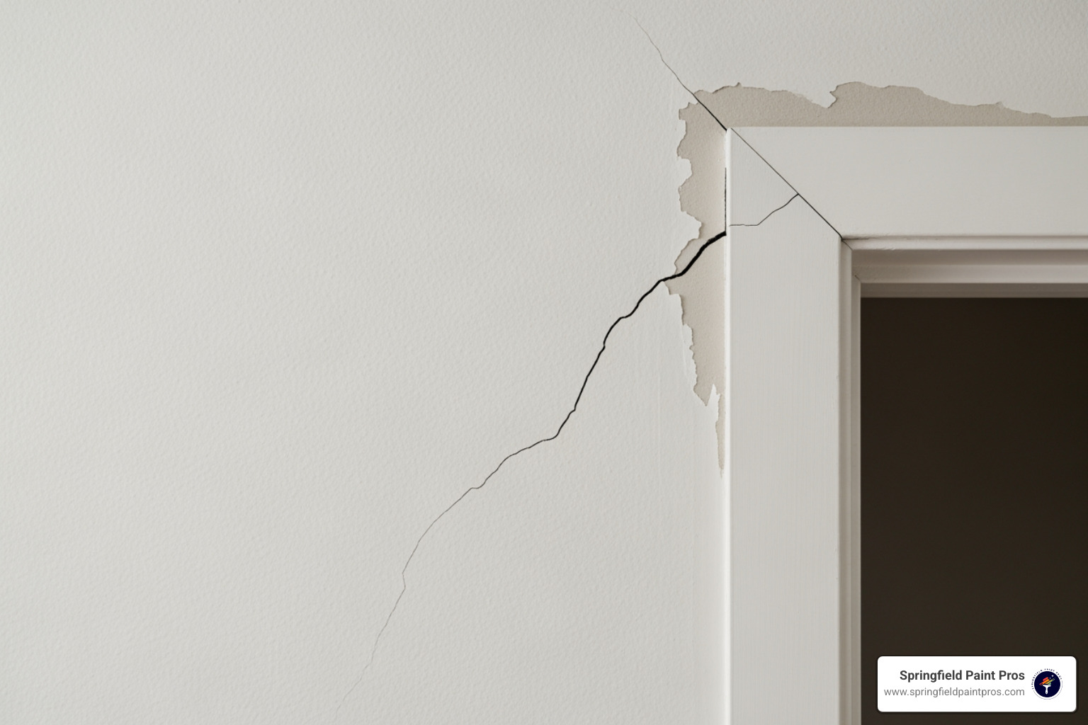 wall with a visible stress crack near a doorway - hire drywall contractor