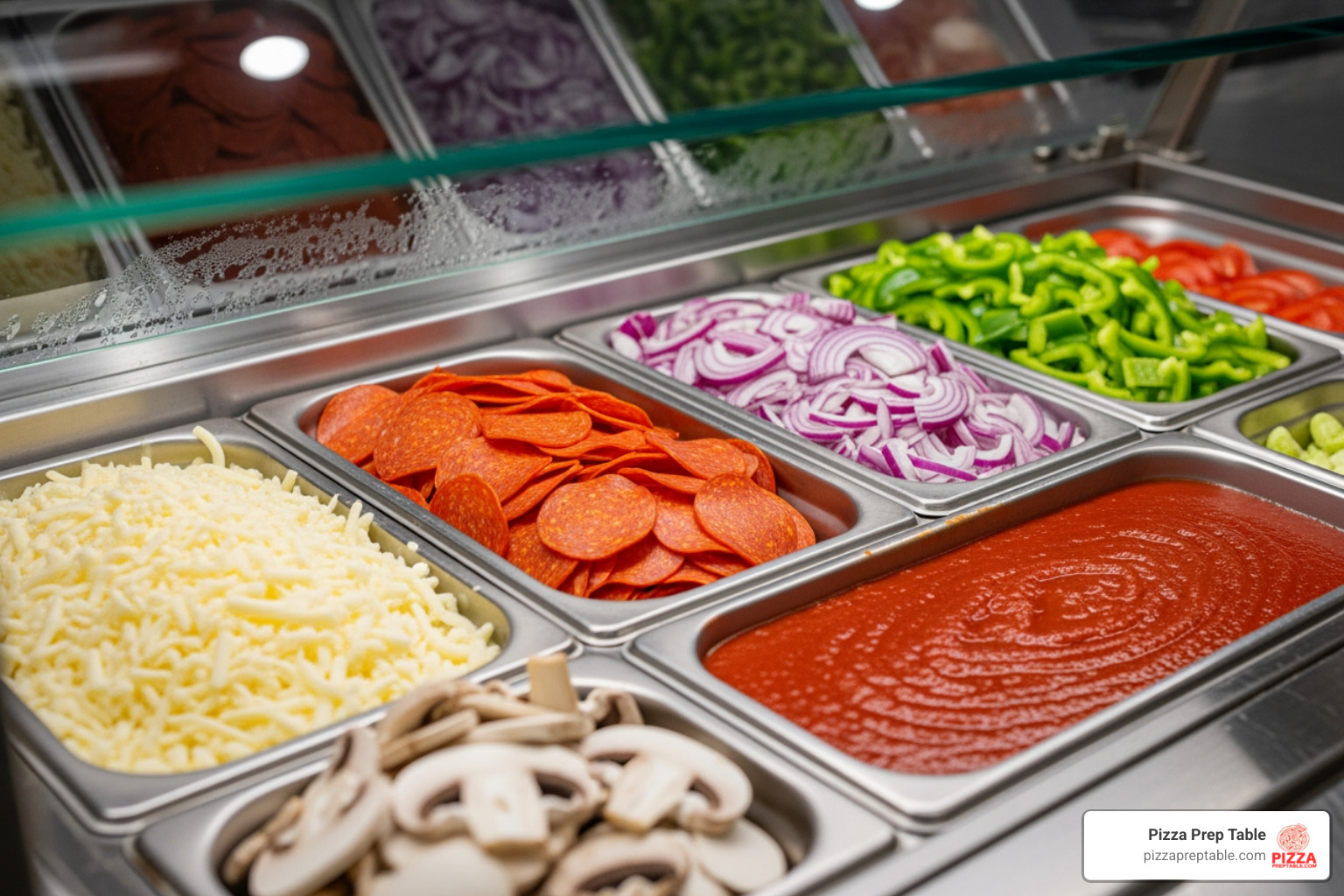 refrigerated pan rail ingredients - Refrigerated pizza prep table refrigerated pan rail ingredients - Refrigerated pizza prep table