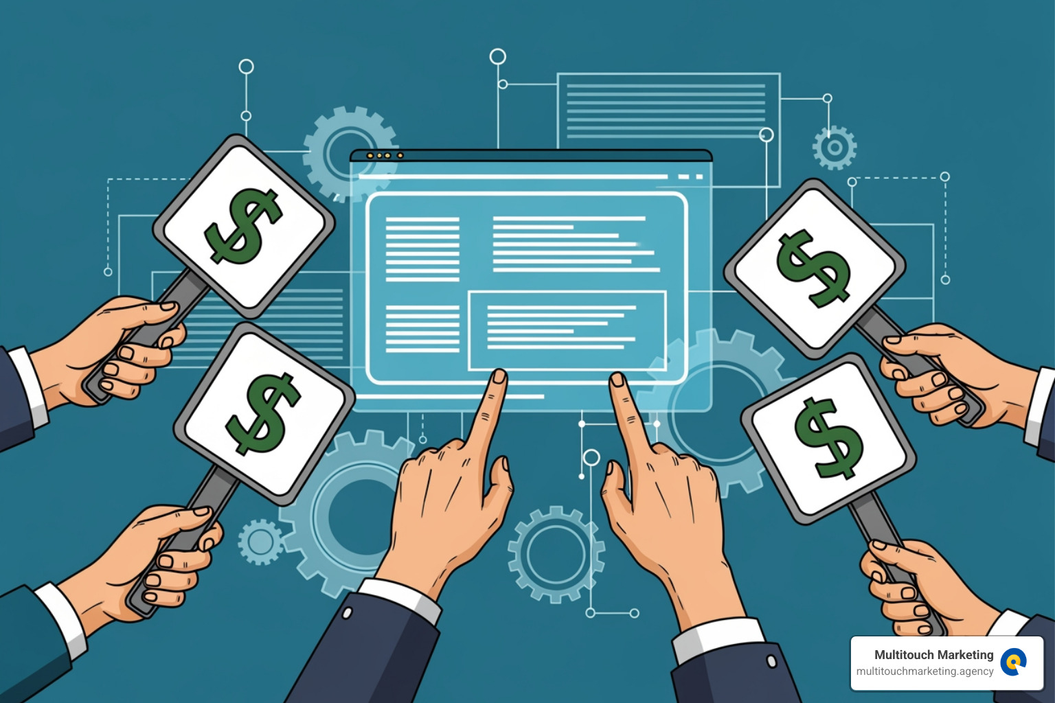 PPC auction process illustration - Online advertising PPC