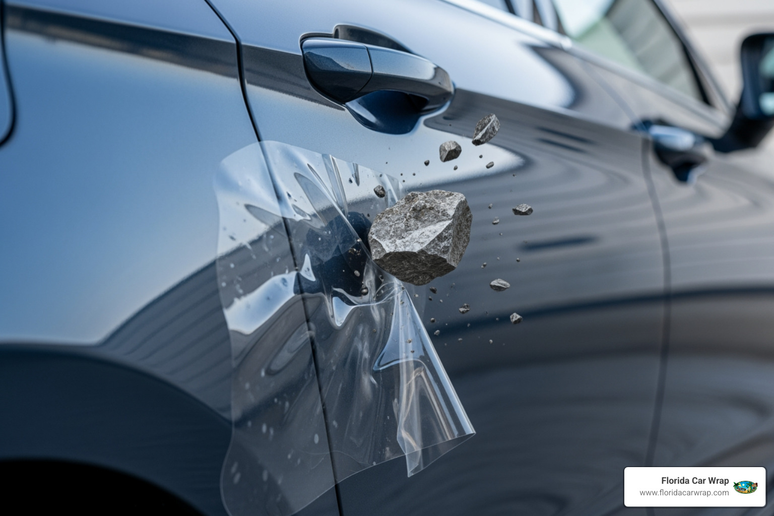 Rock bouncing off PPF-protected car panel - i20 ppf cost