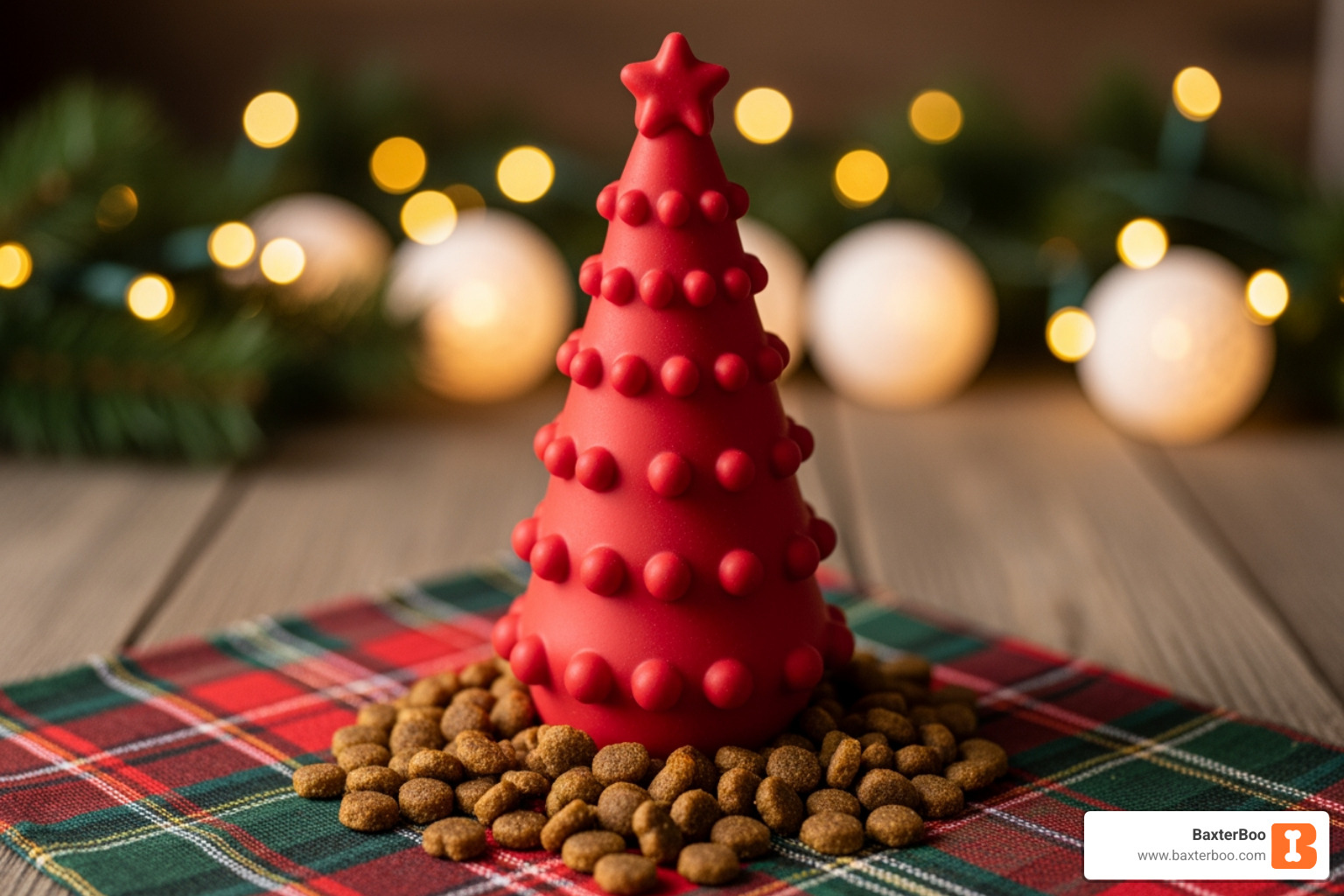 rubber christmas tree treat dispenser filled with kibble - christmas dog chew toys rubber christmas tree treat dispenser filled with kibble - christmas dog chew toys