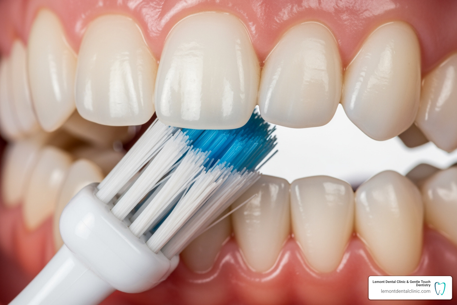 45-degree angle of toothbrush against teeth and gums - how to brush your teeth