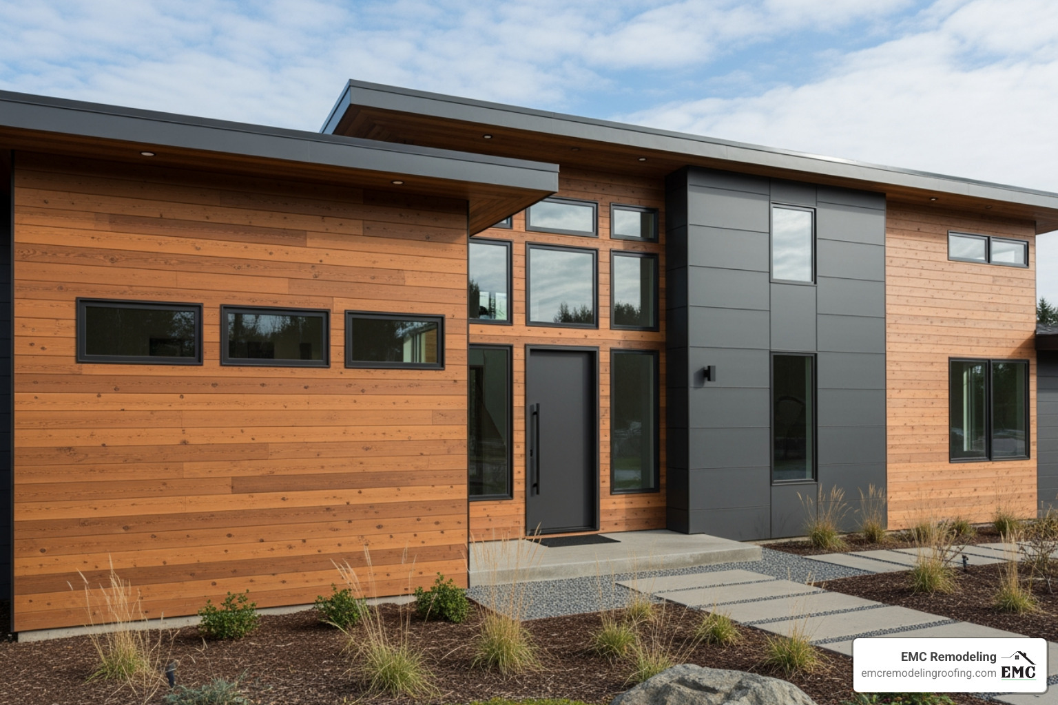 A home with fiber cement siding, mimicking the look of wood - affordable siding solutions