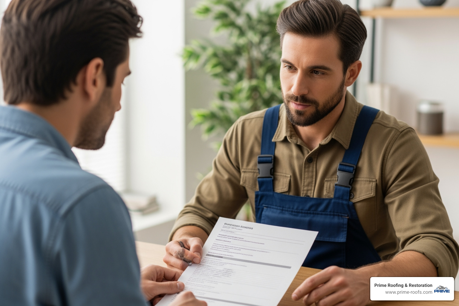 roofer presenting a detailed estimate to a homeowner - roofers birmingham al roofer presenting a detailed estimate to a homeowner - roofers birmingham al