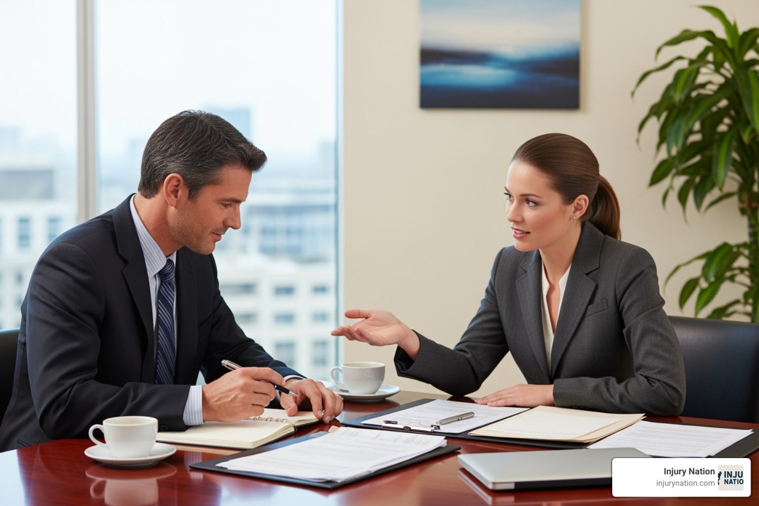 productive meeting between client and lawyer - find injury lawyer