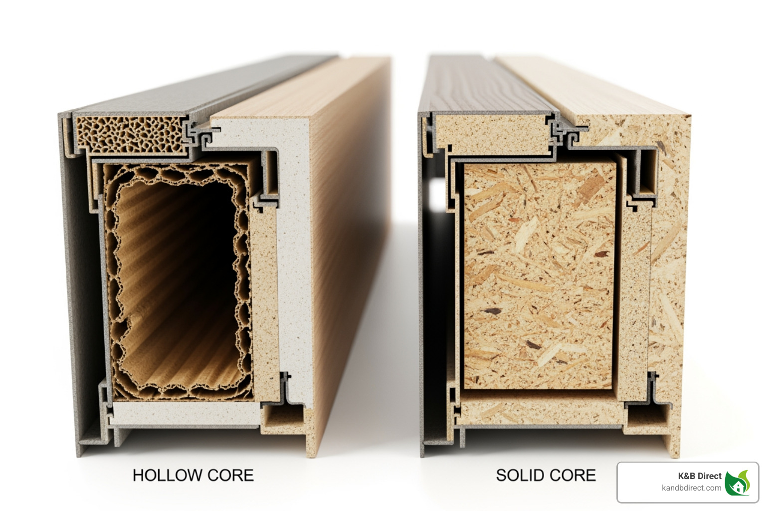 A cutaway view showing the difference between hollow core and solid core doors - Interior Doors A cutaway view showing the difference between hollow core and solid core doors - Interior Doors