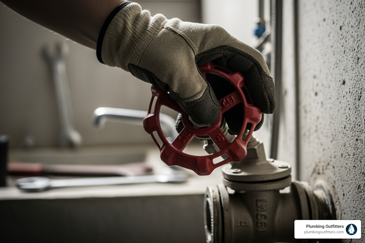hand turning a main water shut-off valve - emergency drain cleaning repair in elgin, tx hand turning a main water shut-off valve - emergency drain cleaning repair in elgin, tx
