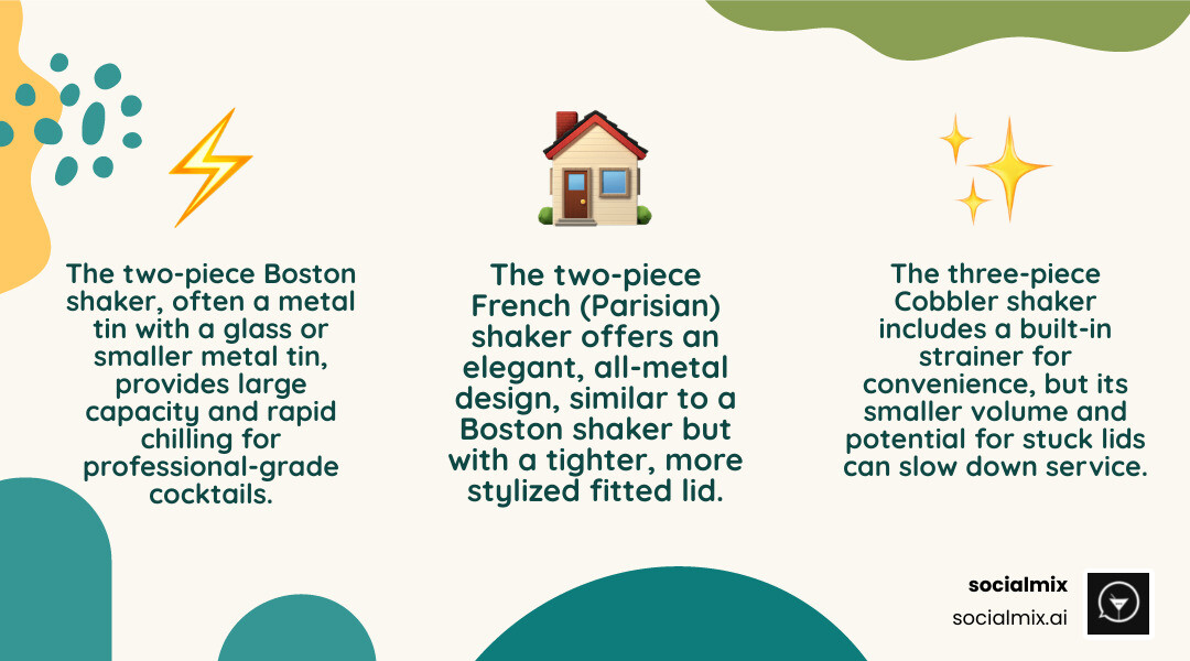 Comparing Boston, Cobbler, and French shakers - Best boston shaker infographic 3_facts_emoji_nature