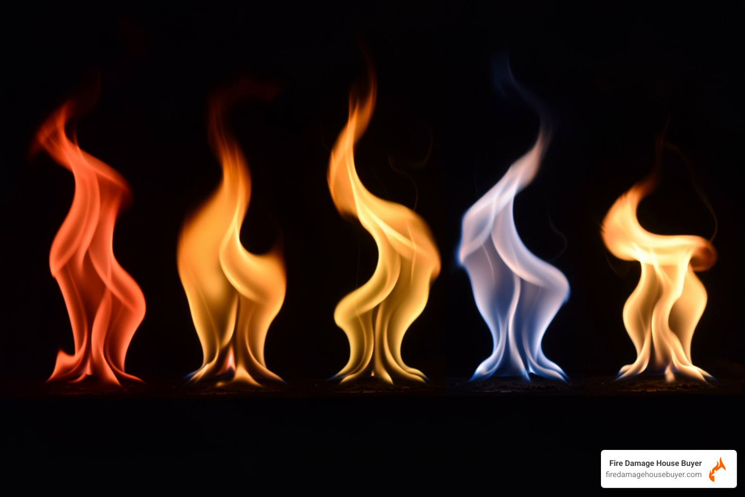 comparing the colors of a red, orange, yellow, blue, and white flame side-by-side - how hot is white fire