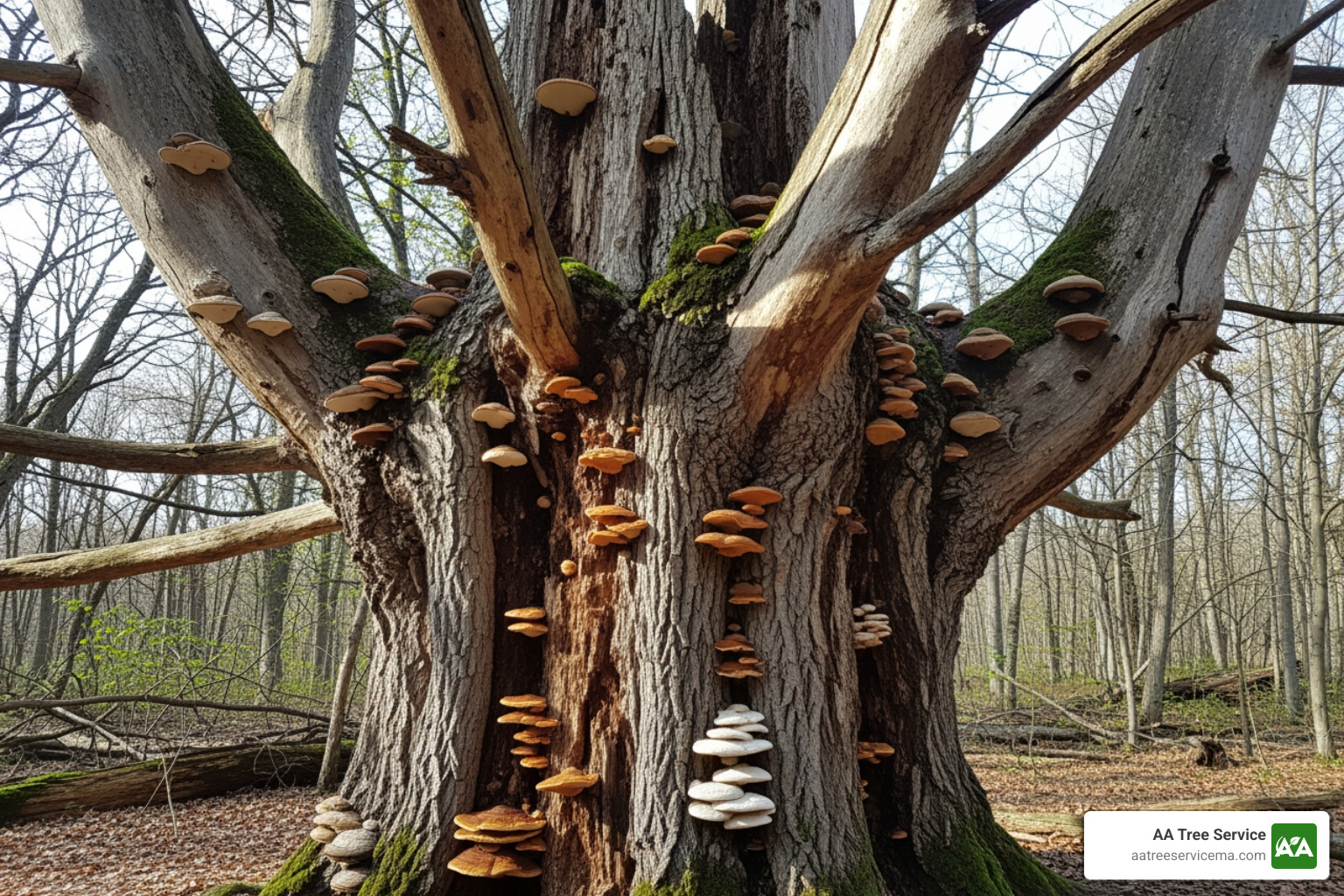 large tree with visible signs of decay, such as mushrooms growing on the trunk or large dead branches - tree removal services acton ma large tree with visible signs of decay, such as mushrooms growing on the trunk or large dead branches - tree removal services acton ma