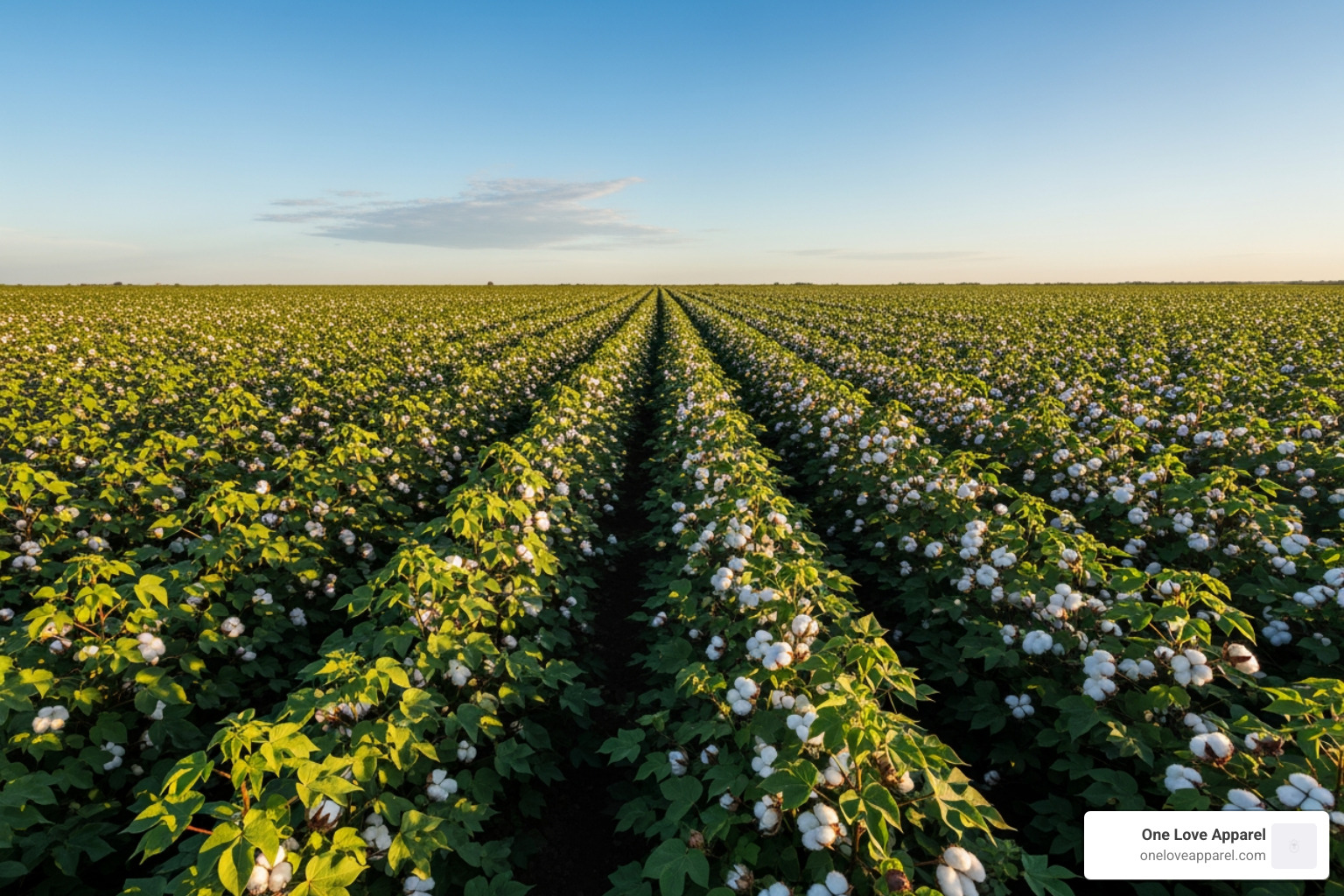 Green cotton field under a clear sky - organic cotton tank