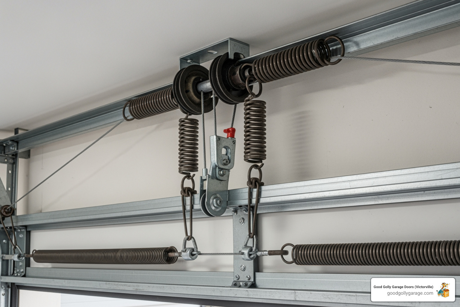 infographic showing how torsion and extension springs work to lift a garage door, including labeled diagrams of spring location, tension mechanics, and typical failure points - broken garage door repair in spring valley lake ca infographic showing how torsion and extension springs work to lift a garage door, including labeled diagrams of spring location, tension mechanics, and typical failure points - broken garage door repair in spring valley lake ca