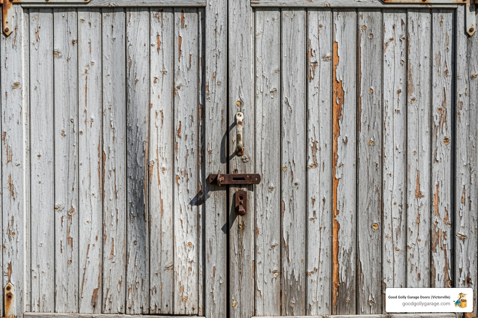 sun-beaten, slightly warped wooden garage door - Why Is My Broken Garage Door In Oak Hills CA sun-beaten, slightly warped wooden garage door - Why Is My Broken Garage Door In Oak Hills CA