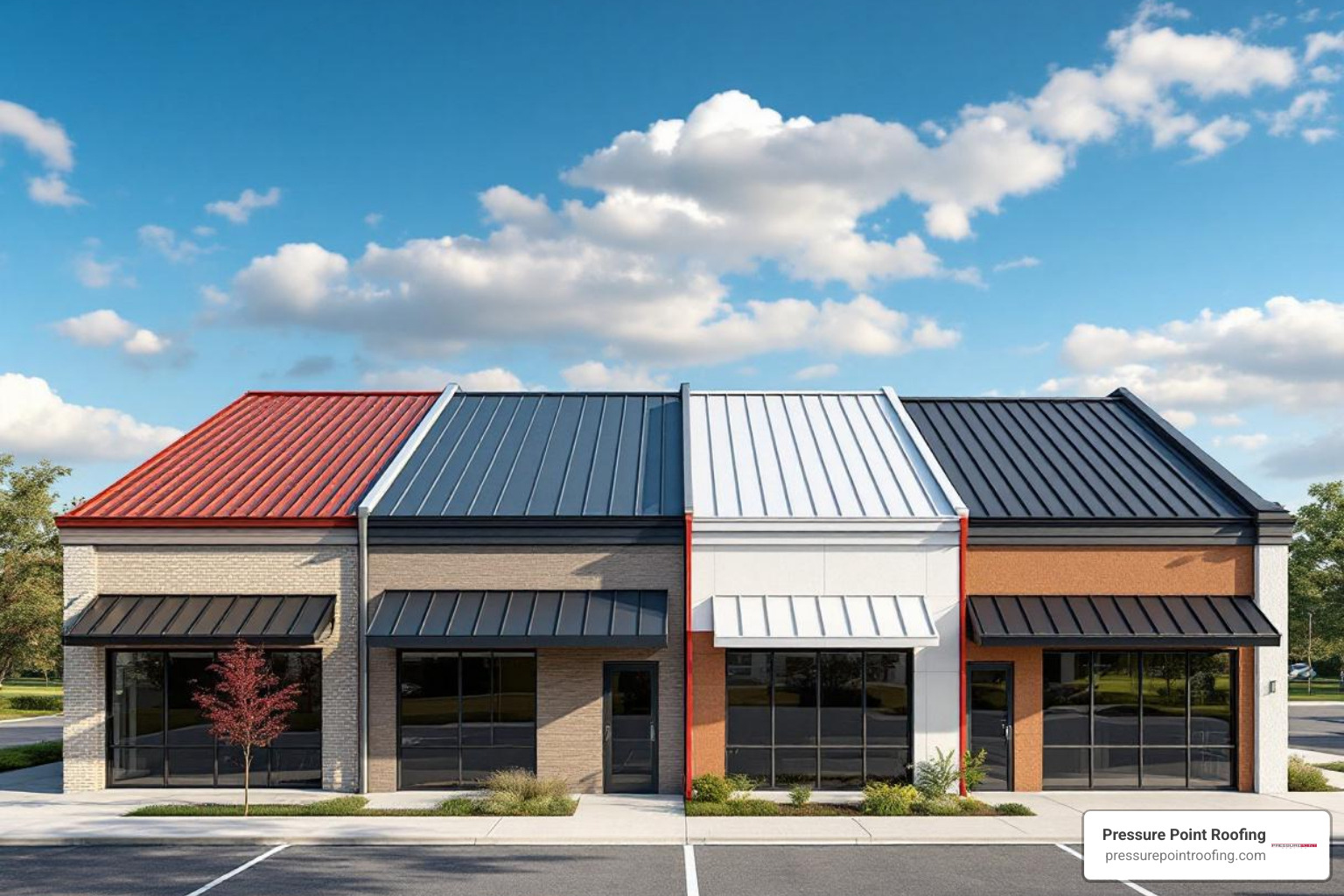 different commercial roofing material types like TPO and metal - affordable commercial roofing in eagle point, or
