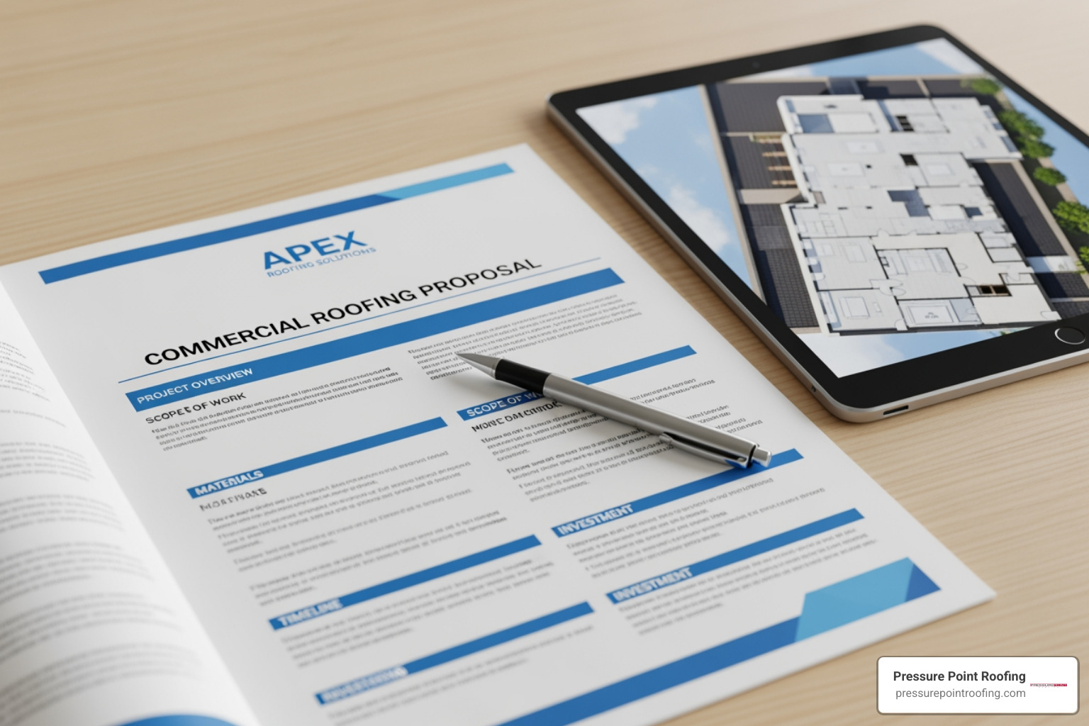 sample, professional-looking roofing proposal document - commercial roofing estimates in central point, or