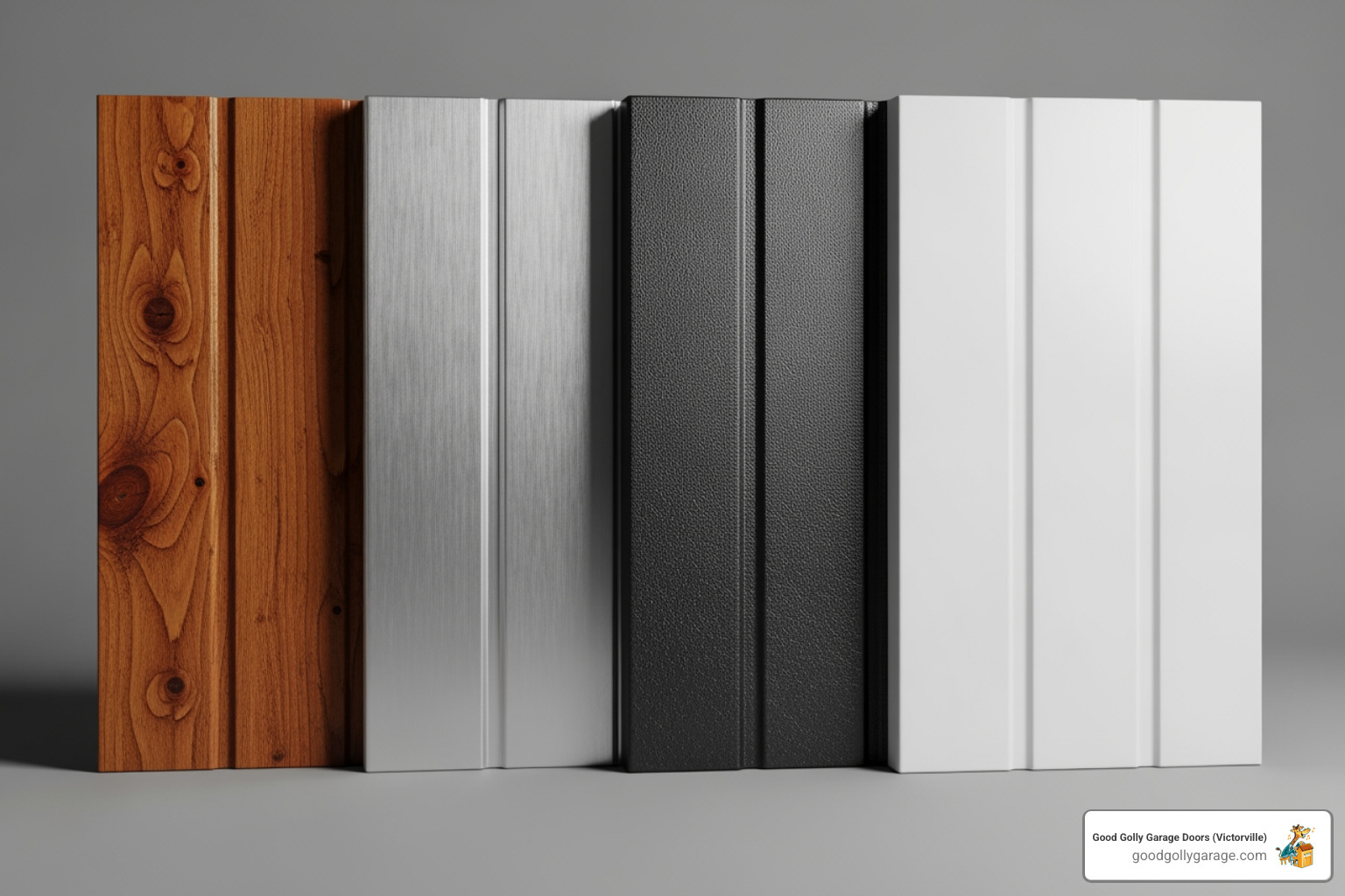 swatches of different garage door materials like steel, wood, and aluminum - best garage door installation in hesperia ca swatches of different garage door materials like steel, wood, and aluminum - best garage door installation in hesperia ca