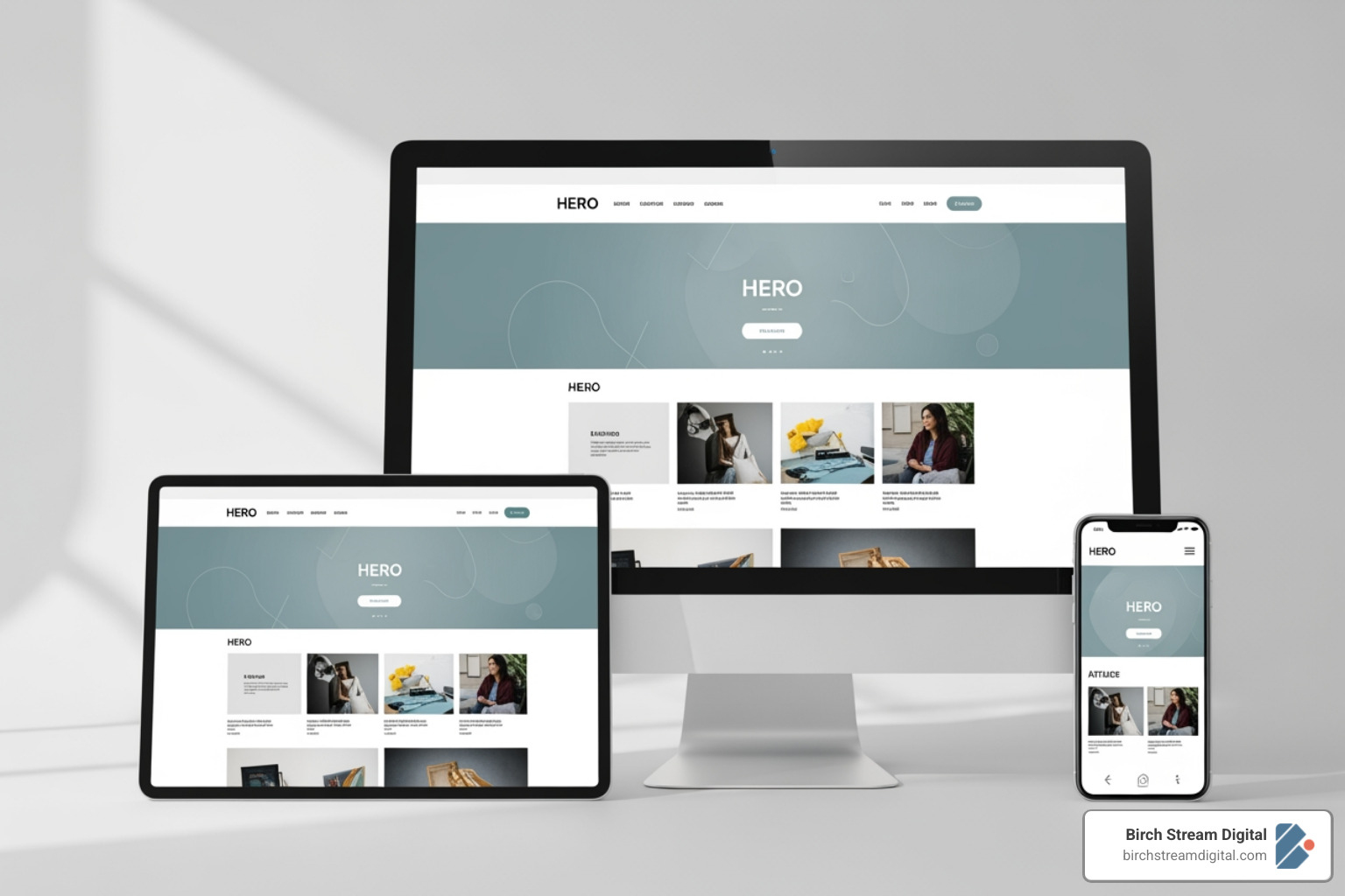 responsive website design on desktop, tablet, and mobile screens - web design and redesign