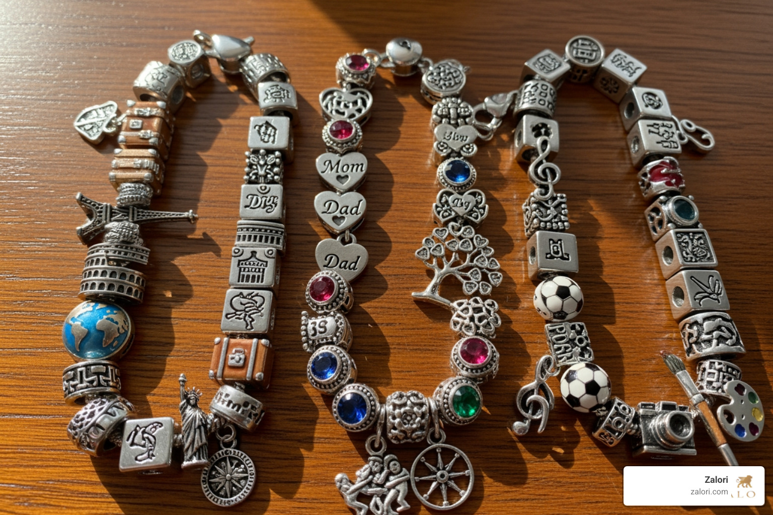 several bracelets, each with a distinct theme like travel, family, or hobbies - charms italian charm several bracelets, each with a distinct theme like travel, family, or hobbies - charms italian charm