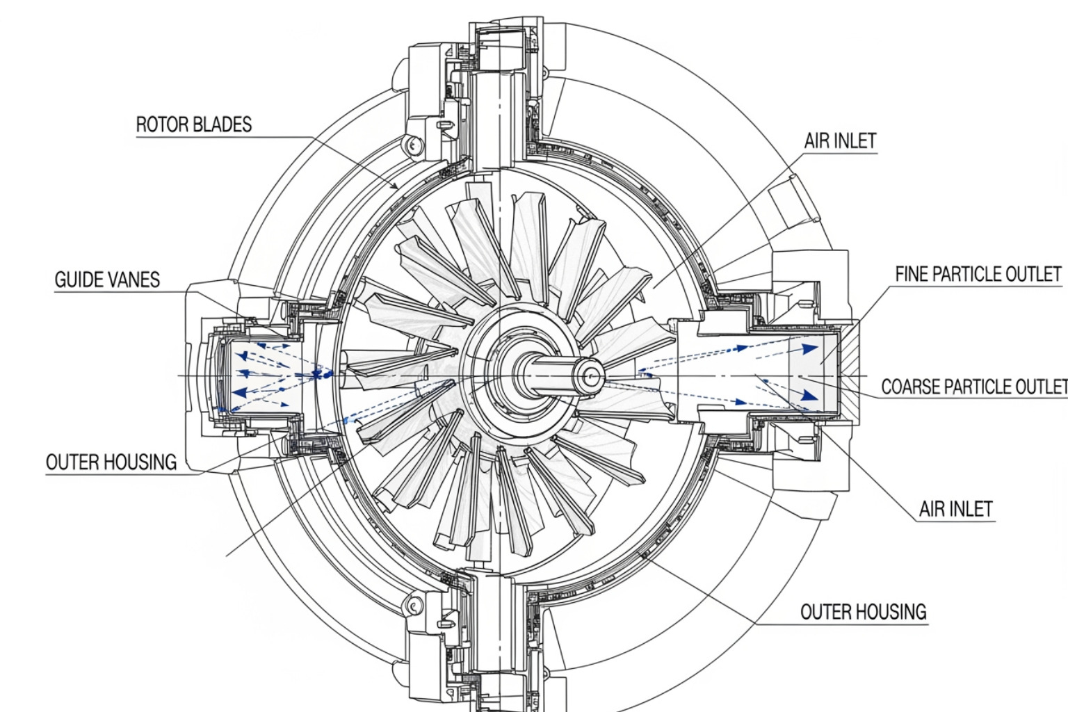 IMAGE of a detailed CAD drawing or cross-section of a modern rotor cage
