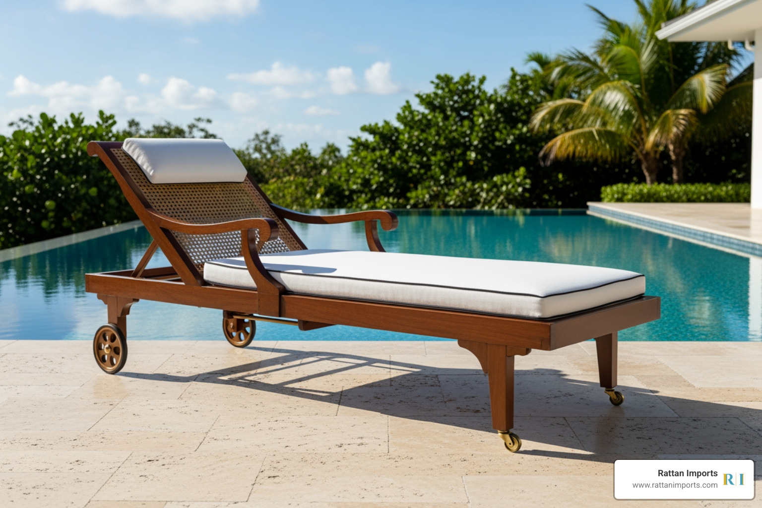 a sleek, traditional chaise lounge with wheels by a poolside - resin wicker lounge chair a sleek, traditional chaise lounge with wheels by a poolside - resin wicker lounge chair